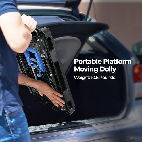 Miniatura 5 de MUNBYN Camión de plataforma, carrito de empuje Dolly móvil plegable de mano, carrito portátil de 300 libras para almacenamiento de garaje, hogar y