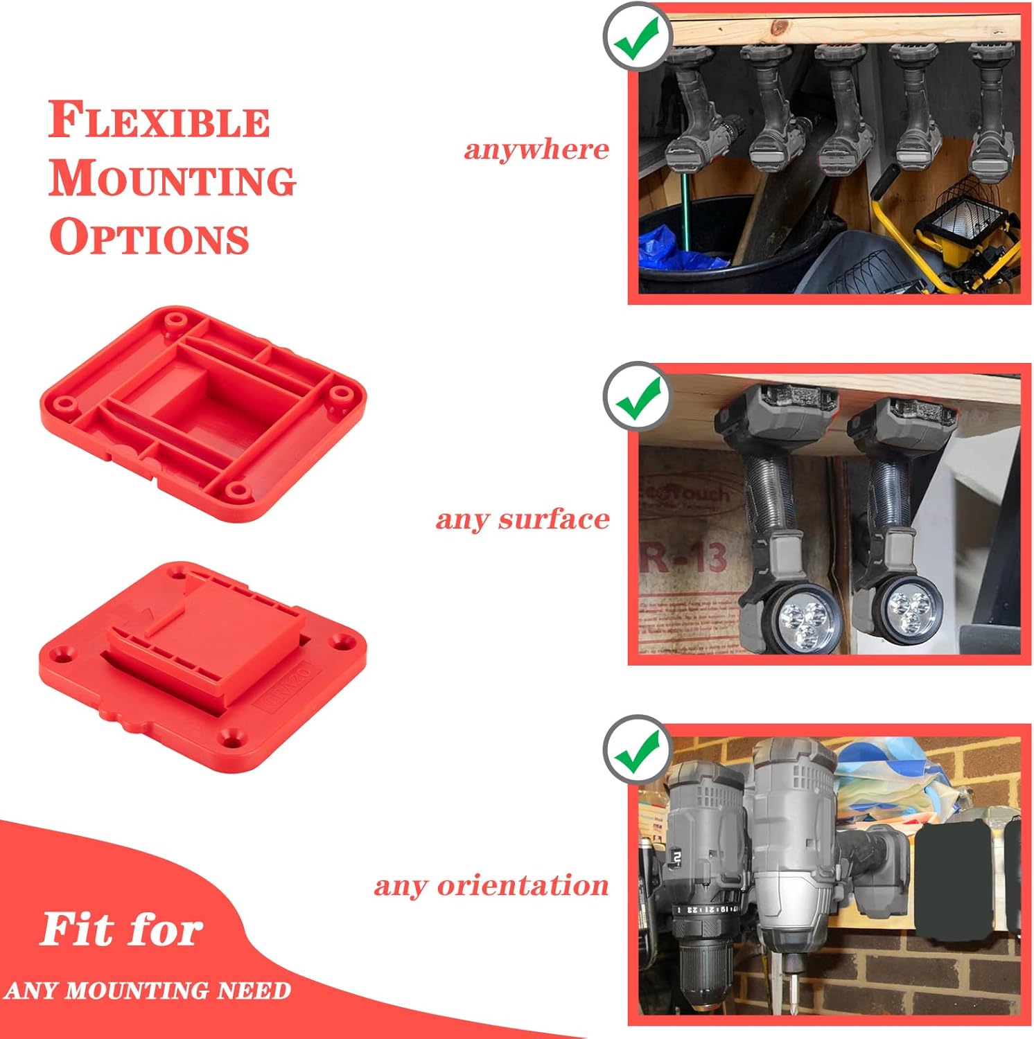 Tool Drill Mount Holder Compatible for Craftsman 20V Li-ion Drills, Heavy Duty ABS Tools Wall Dock Hanger for Garage, Workshop, Work Truck, 20 Screws, 5 Packs (No Tool)