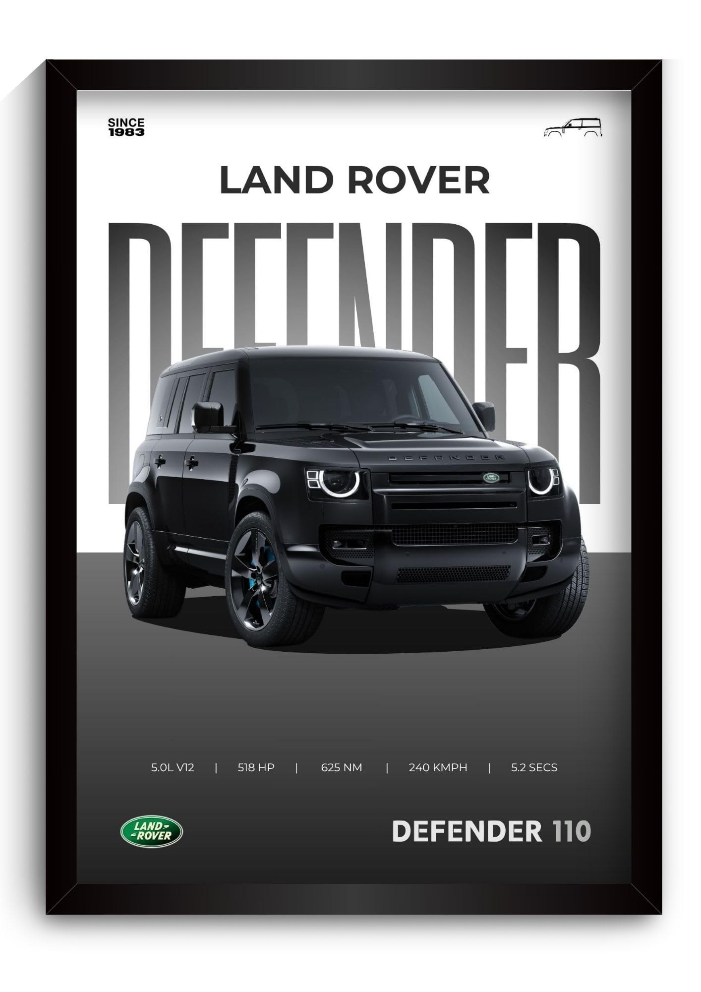 Funk You Store Defender Poster | Framed Land Rover Defender A4 Sized (31 x 23 cm) | Supercar Frames for Wall, Gift for Boys | Car Frames for Wall, Bedroom, Hostel, Study Room, Dorm,