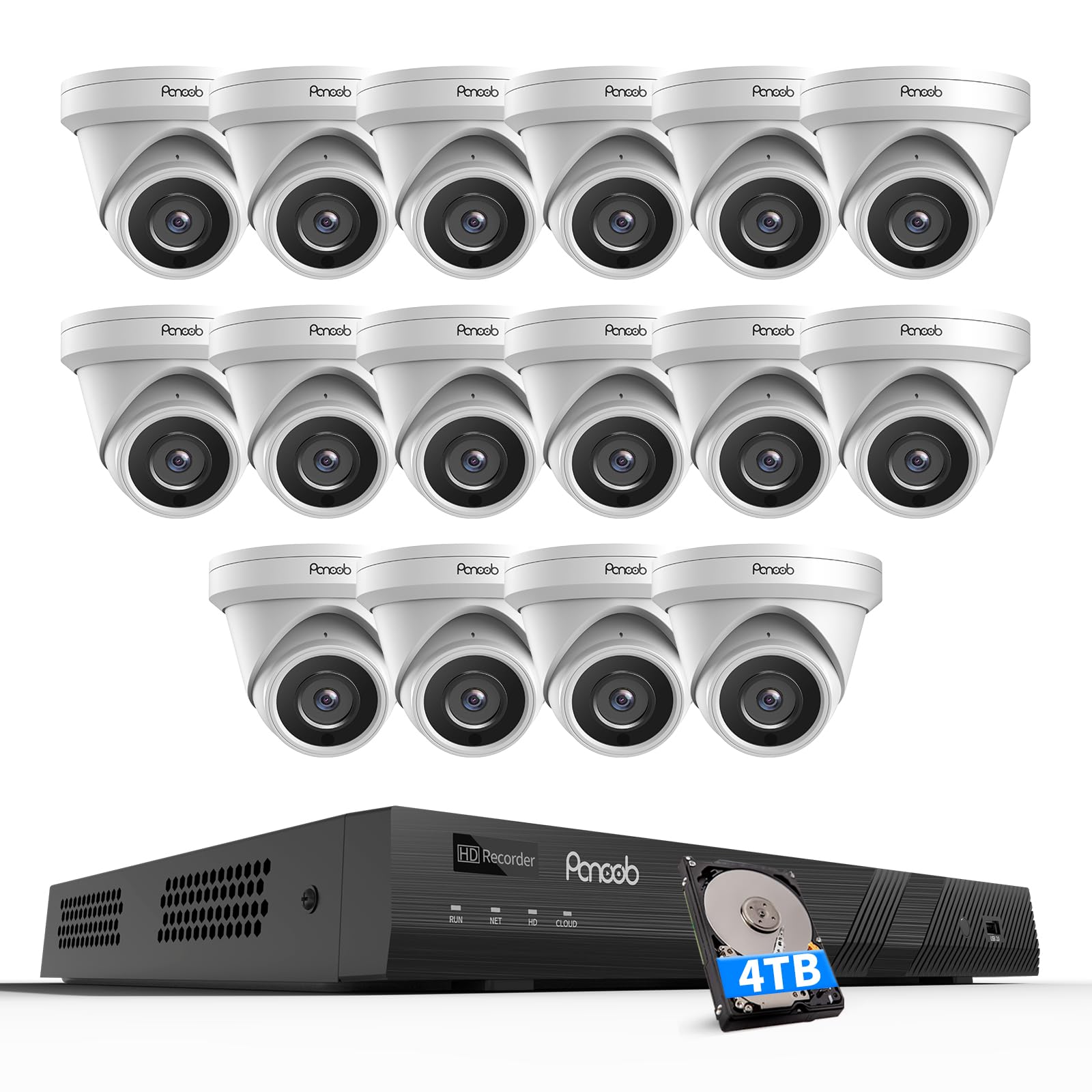 16 Channel Security Camera System 4K PoE with 4TB HDD, PD93A1616-8M