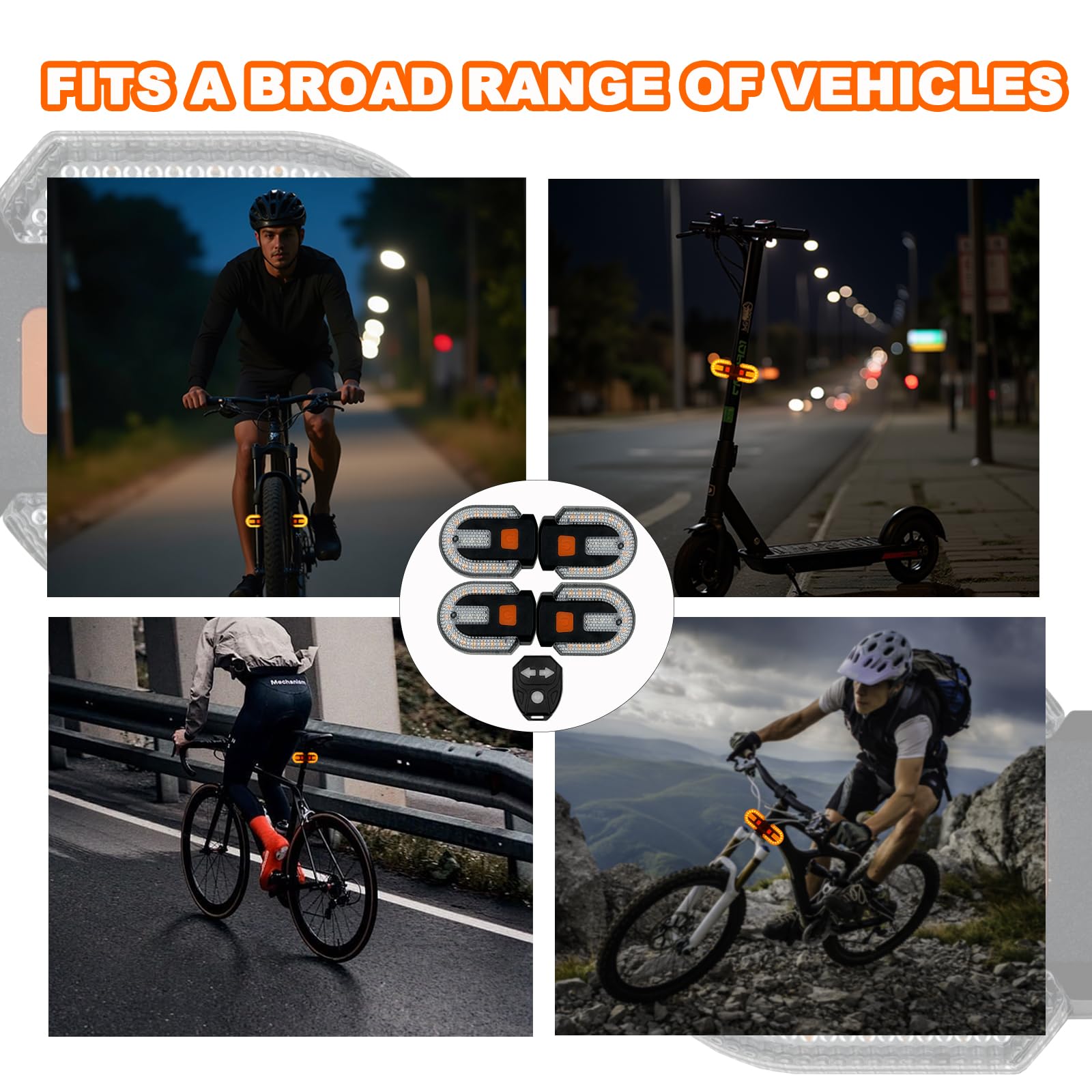 Luz trasera para bicicleta con señal de giro, luces traseras para bicicleta, control remoto inalámbrico, recargable por USB, 5 modos, impermeables, se pueden montar en la parte delantera y trasera (4