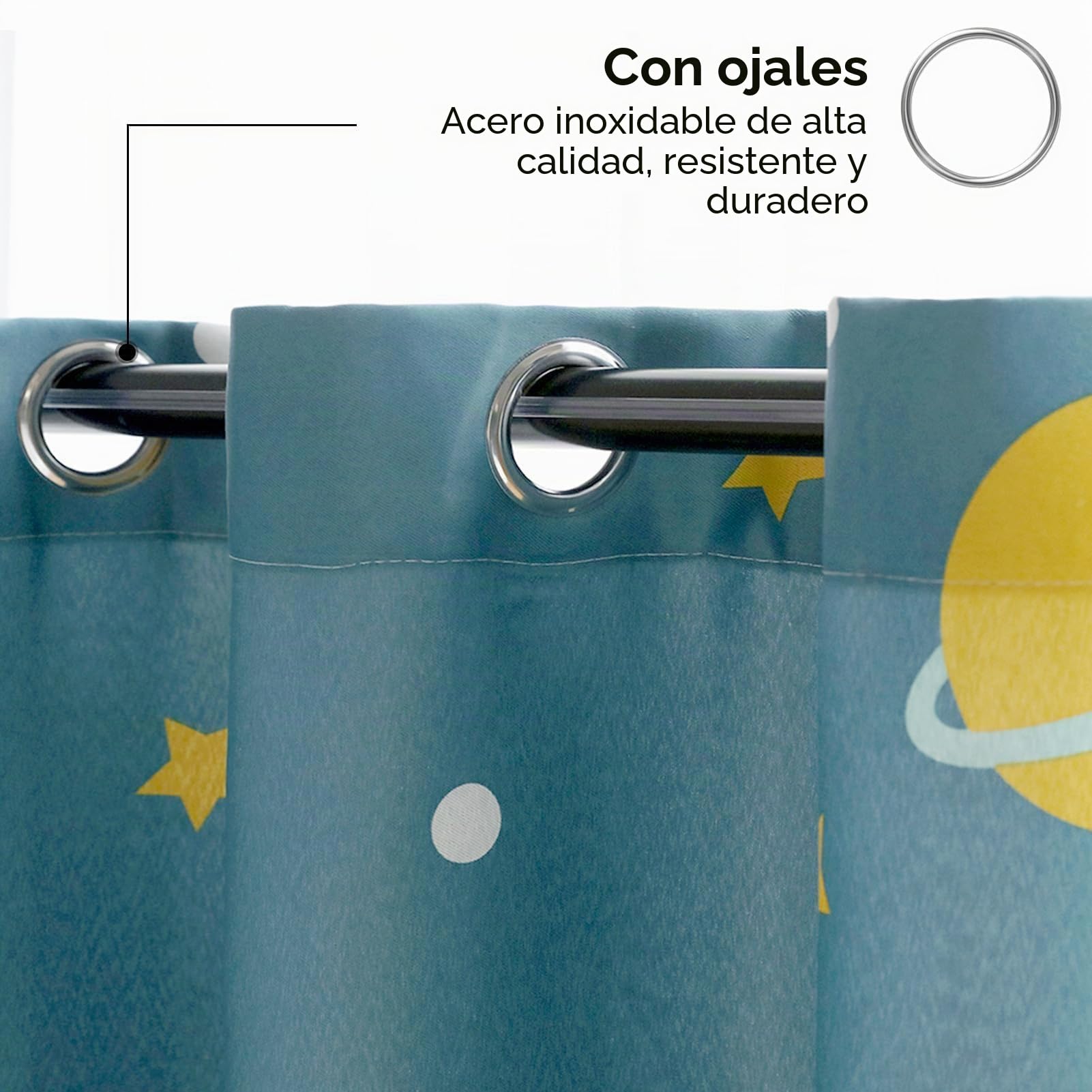 HERCHR Cortinas De Dormitorio De Planetas Azules De Dibujos Animados, Poliéster Cortinas Opacas con Aislamiento Térmico para Sala De Estar, Cortina Opaca con Diseño Estrellas para Cocina (1 Pieza)