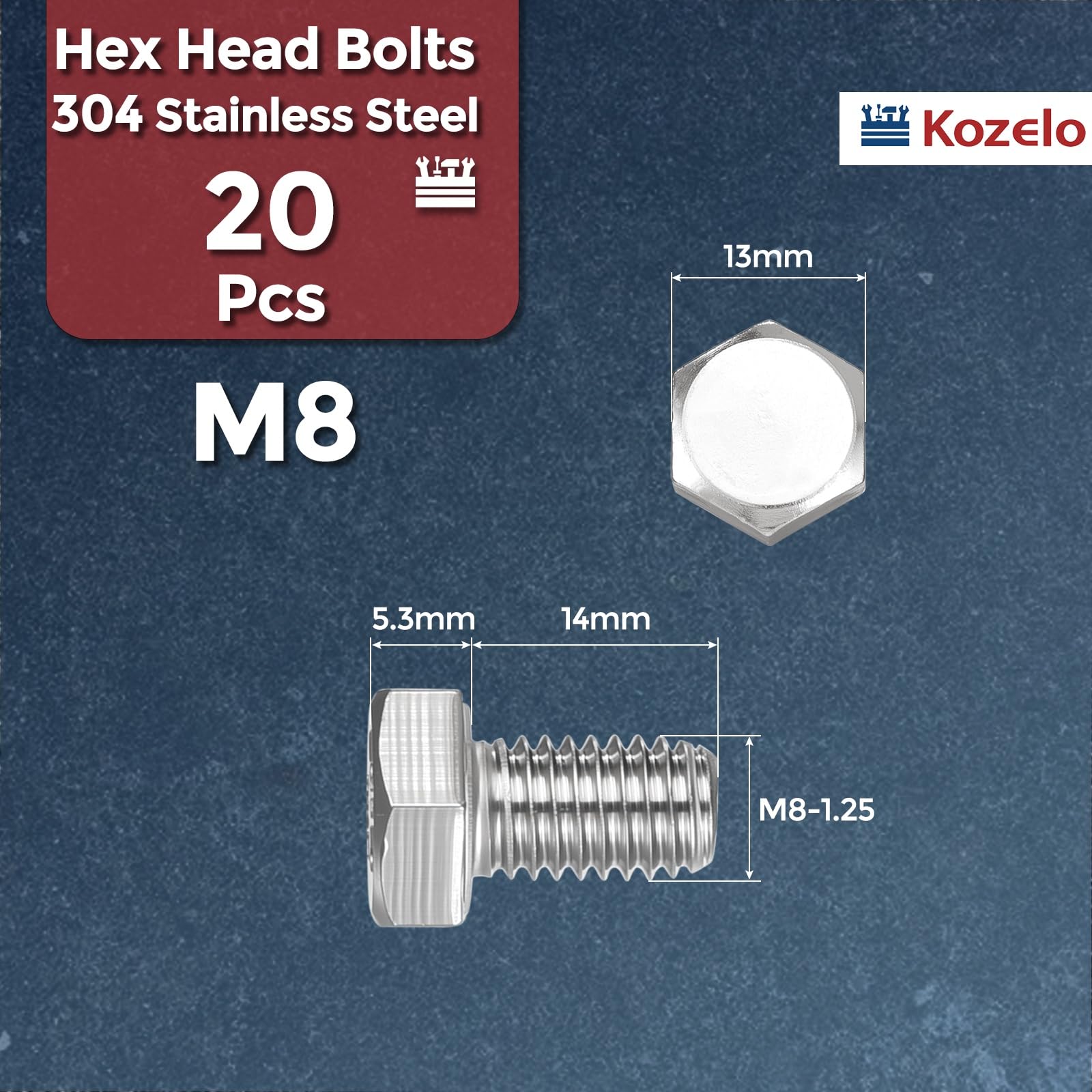 Kozelo 20 Pcs Hex Head Screws Bolts - Image 2