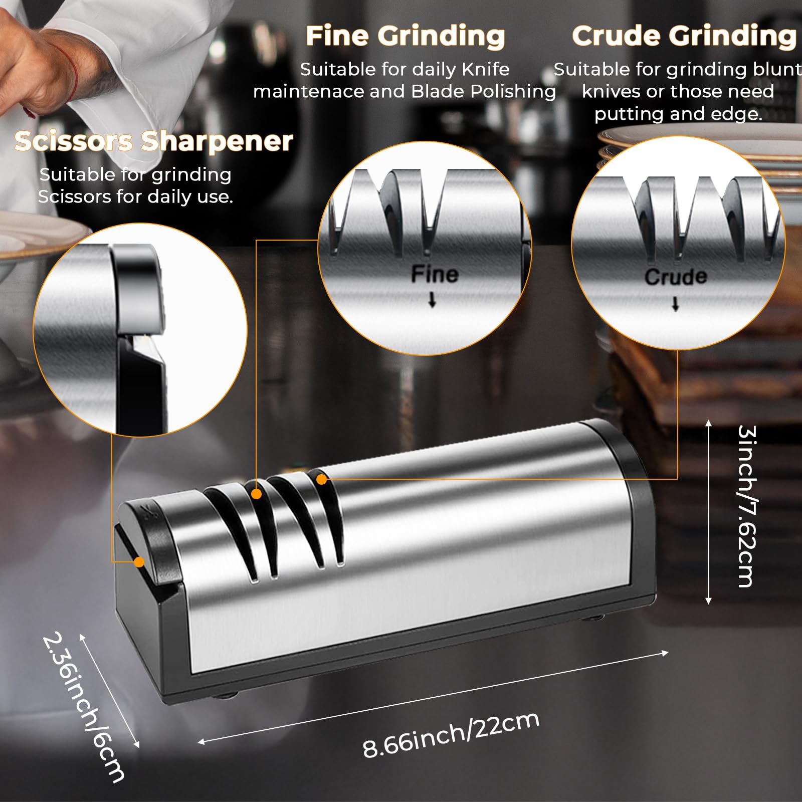 Flechazo Elektrischer Messerschärfer, USB-C Aufladbar, Tragbar, Kunststoff, für Grobe und Feine Klingen