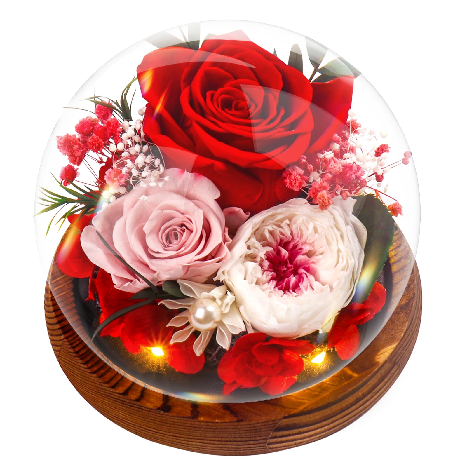 Rosa Eterna Stabilizzata Idee Regalo Donna, Mamma, Moglie, Rosa Eterna con Collana Regali per Lei - Rose Stabilizzate per San Valentino, Festa della