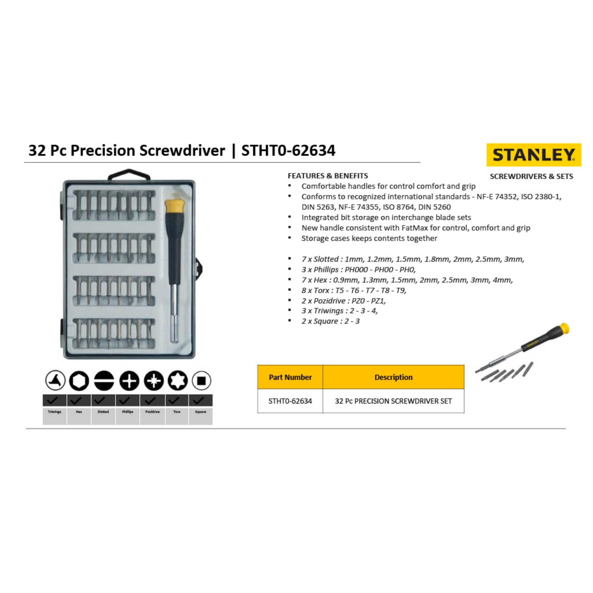 STANLEY Tournevis micro embouts - 35 pieces