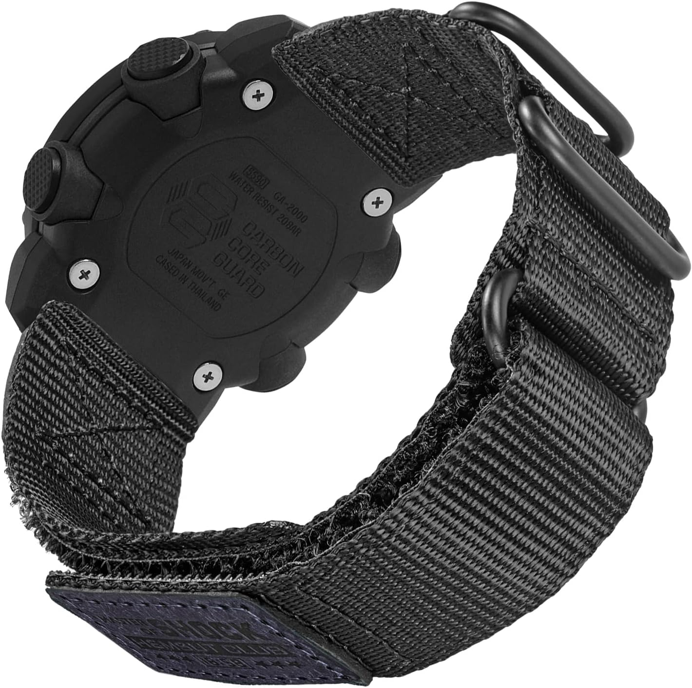 20mm Triple-Ring Metal Buckle Leather & Nylon Hook & Loop Watch Strap for T-Rex 3 Pro 44mm, Garmin Vivoactive 3/3 music/5/6, Samsung Galaxy Watch 7/FE/6 ect.