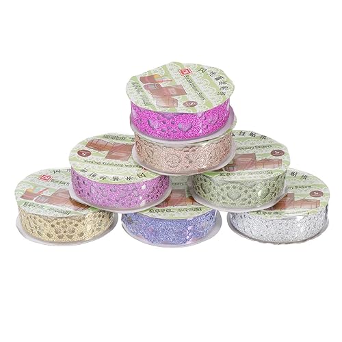 VILLCASE 7 rollos de cinta de encaje hueca de Navidad Washi cinta adhesiva de encaje cinta adhesiva de encaje cinta de bricolaje cinta de encaje de