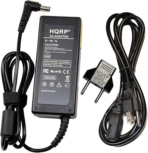 HQRP Cable de alimentación adaptador de CA de repuesto de 19 V para LG Electronics 19 "20" 22" 23" 24" 27" Monitor LCD LED HD TV Widescreen Flatron