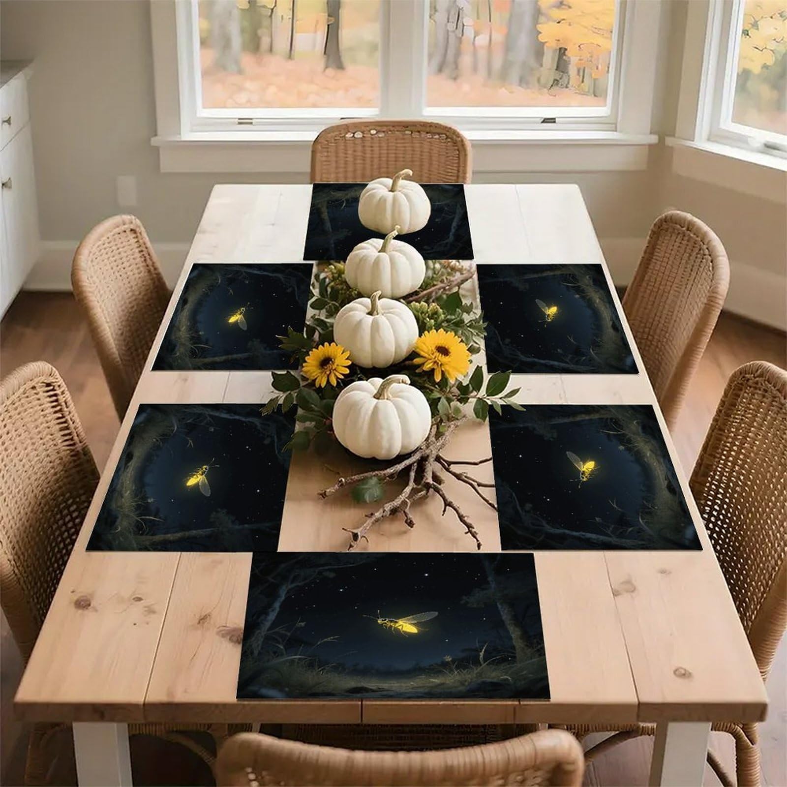 Firefly Placemats Heat Resistant Non-Slip Place Mats Washable Wipeable Table Mat Kitchen Dining Table Decoration Placemats Indoor Outdoor Place Mats 17.7’’×11.8’’