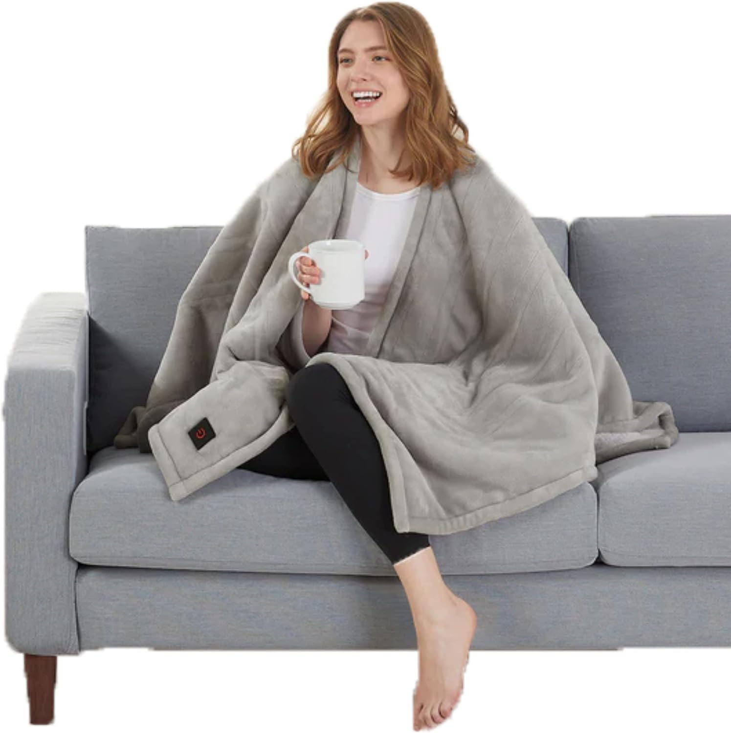 Brookstone Wearable Sherpa Lined Electric Heated Poncho 4Heat