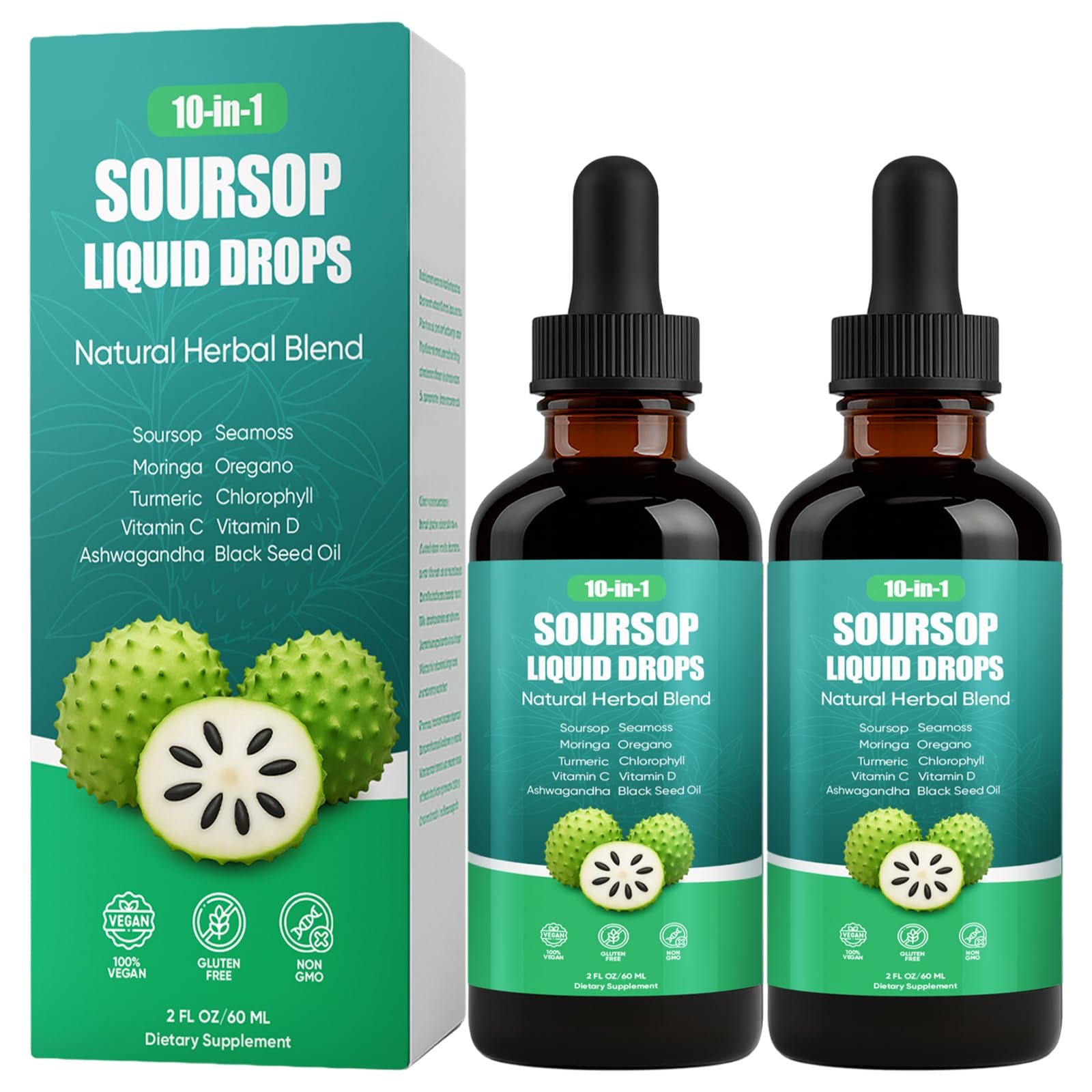 SUISO Olea10 MLMサプリ Amazon.com: Soursop Drops, 10-in-1 Soursop Liquid Drops with Sea