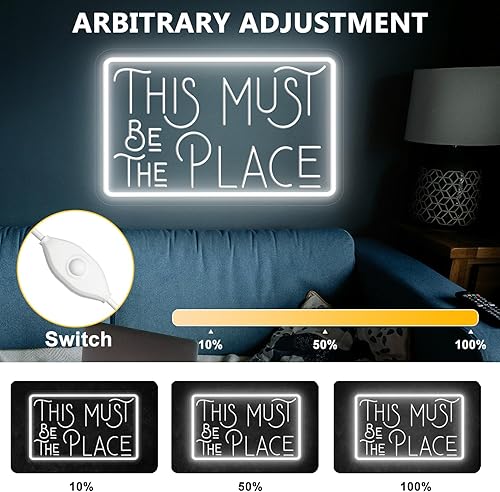 Miniatura 8 de Letrero de neón con texto en inglés "This Must be The Place" para decoración de pared, interruptor alimentado por USB, luces LED de neón de brillo