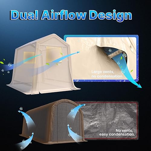 Miniatura 6 de ADVANCE OUTDOOR Cobertizo de almacenamiento portátil para exteriores de 6 x 8 pies con 2 puertas enrollables con cremallera y rejillas de