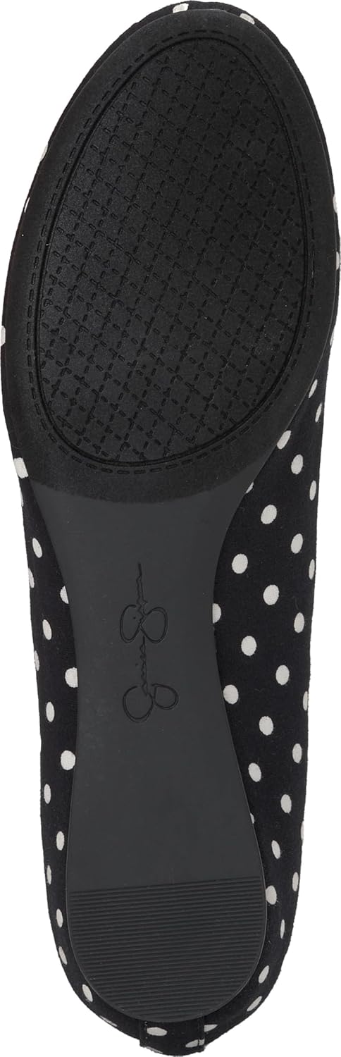 Jessica Simpson Women’s Mandayss Criss-Cross Ankle Ballet Flats with Straps, Black/White Polkadot Print, 5.5