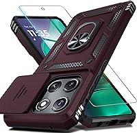 Vista 19 de Janmitta Compatible con Funda Moto G 5G 2024 con Cubierta Deslizante Integrada para Lente de Cámara + Protector de Pantalla + Soporte de Anillo