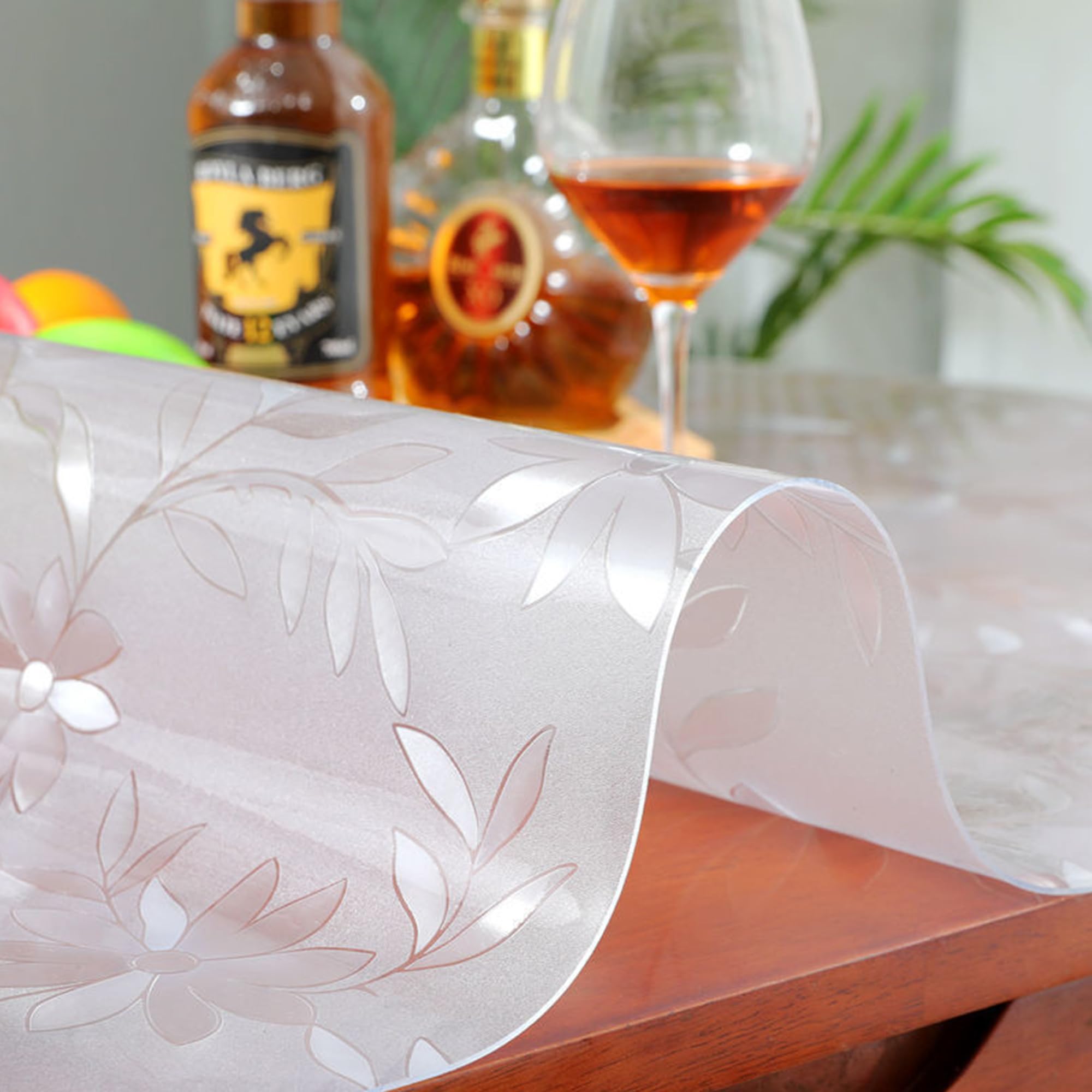 Thick PVC Table Protector Home Tablecloth Protector Waterproof Used as a Protective Cover, It Can be Used in Restaurants, Living Rooms, Cafes, Etc. (Flower, 2mm - 130 x 140 cm Rectangle)