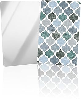 DOME-SPACE 4 Pack Small Unbreakable Shatterproof Stainless Steel Mirror,Geometric Modern Moroccan Trellis Chic Simple Portable Handheld Vanity Travel Mirror,2 x 3.3 Inches