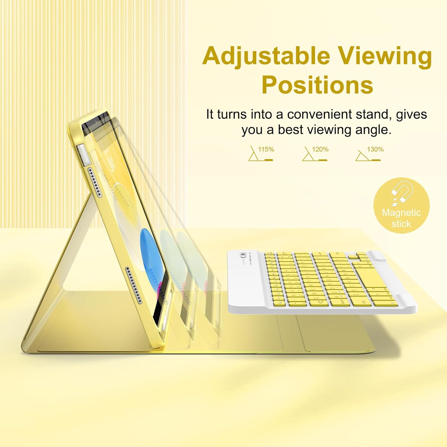 MMK for iPad 11th 10th Generation Case with Keyboard (2022, 10.9"), Wireless Detachable Keyboard, Pencil Holder for iPad 11 inch (A16 2025), 10th Gen (10.9 Inch 2022) Yellow
