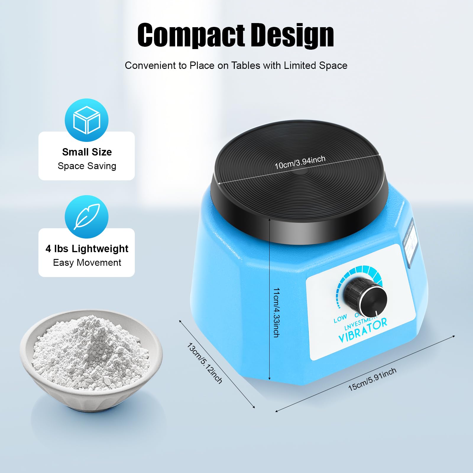 Gipsrüttler Rüttelplatte, 70W 220V Rüttelplatte Gipsrüttler, Round mit Antivibrationsfüße Oszillator für lab Dentalformen, Gummiformung, Labor Casting, Blau
