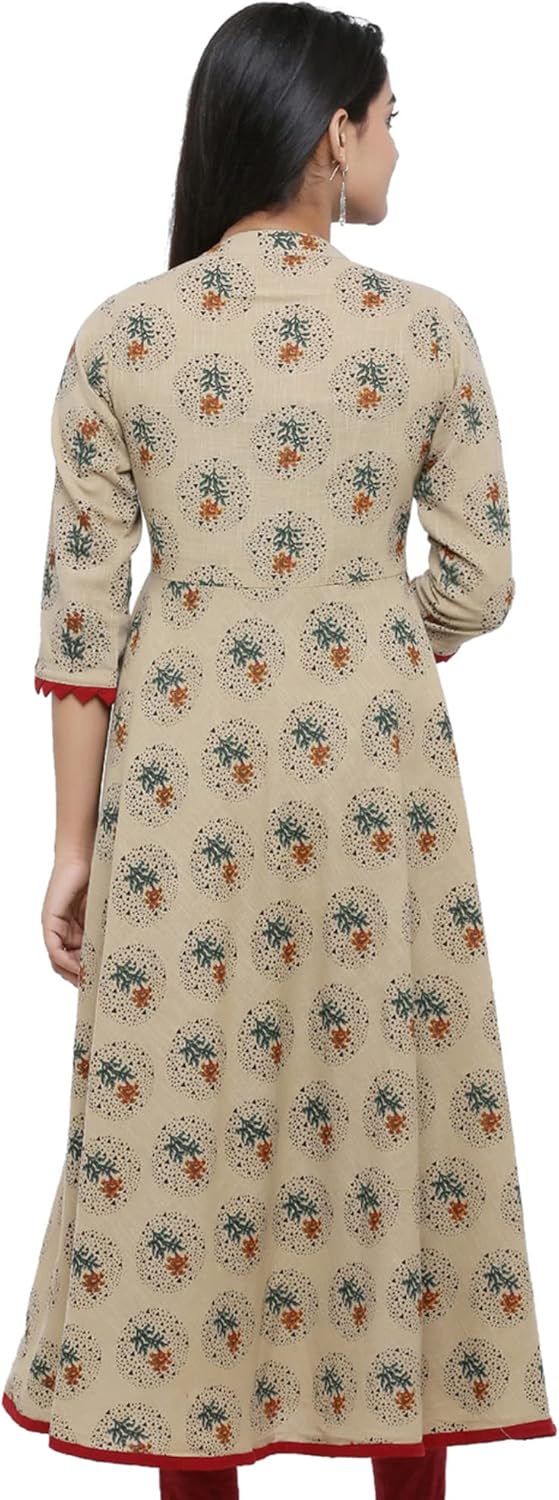 Yash Gallery Cotton Blend Printed Anarkali Kurta for Women's, Summer - Image 4