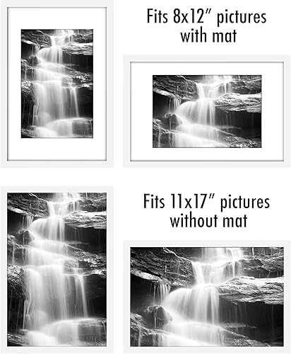 Vista 512 de Americanflat Portarretratos de 8 x 12 pulgadas con plexiglás pulido, juego de 2 portarretratos de 6 x 8 pulgadas con paspartú o para fotos de 8 x 12