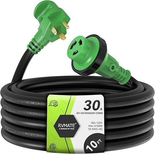 Vista 9 de RVMATE Cable de extensión de alimentación bloqueable de 30 pies y 30 amperios con mango de fácil enchufe, TT-30P a L5-30R, indicador LED, 10 AWG