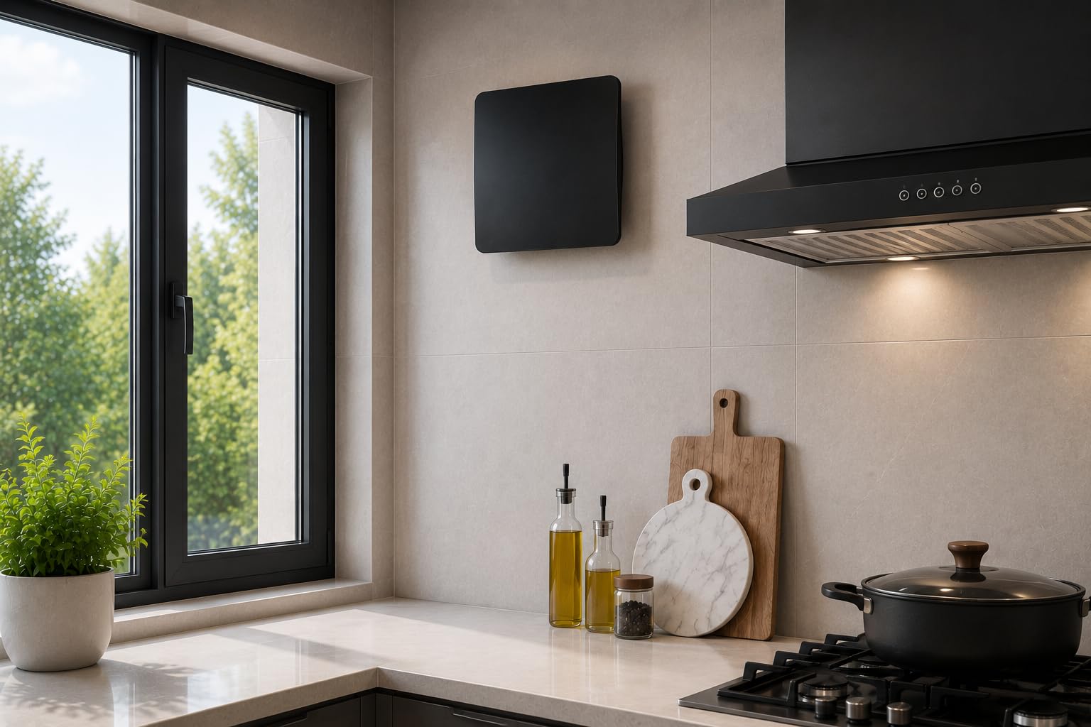 YOUBUILD 6 Inch 150mm Exhaust Fan for Bathroom Kitchen Office | Sleek Modern Panel Design | Energy Efficient Motor | Low Noise Ventilation Fan with 2-Years Warranty Wall Mount Exhaust Fan- Black 3