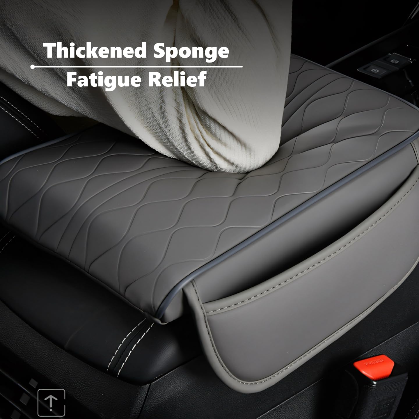 ROBOHOOK Center Console Cover - Leather Armrest Cover With 2 Side Pockets, Universal Fit (Black) - View #9