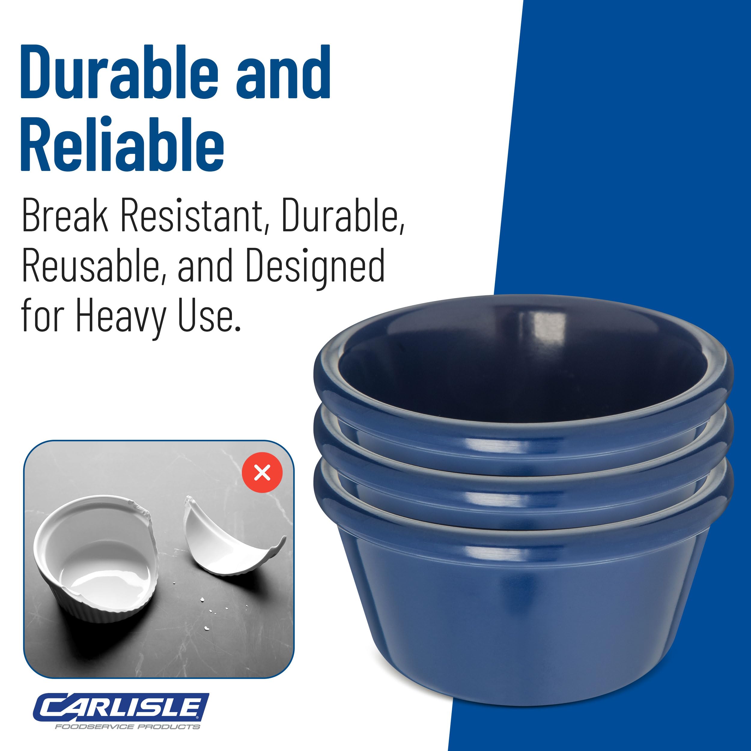 Carlisle S28060 Melamine Smooth Ramekin, 3 oz Capacity, Cobalt Blue (Case of 48)