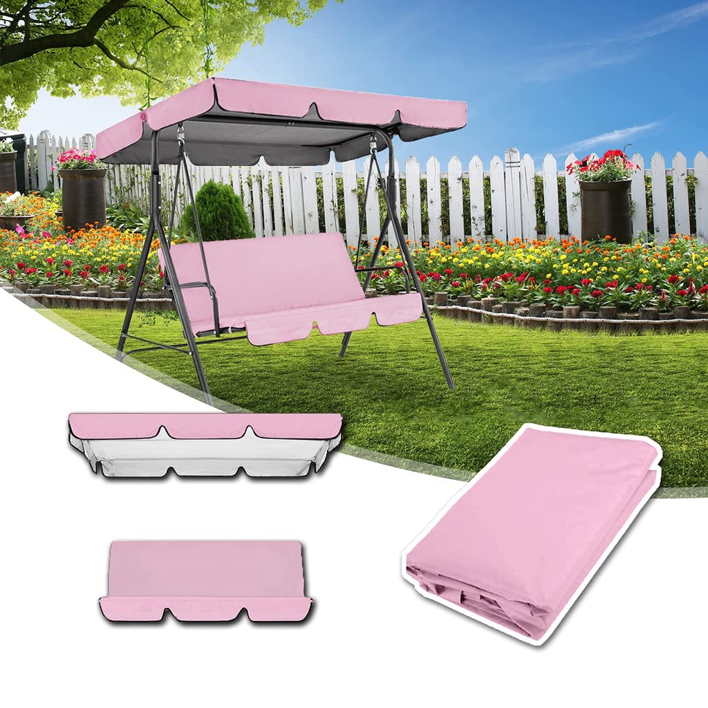 AMZCOM Porch Swing Canopy Waterproof Top Cover Set, Canopy & Cushion Replacement for Patio Swing Chair, Swing Chair Canopy Replacement, Outdoor Garden Furniture Covers,Pink,142 * 120 * 18cm — image 1