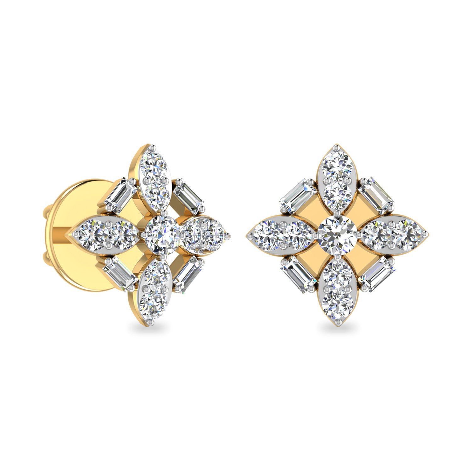Aucent by PC Jeweller The Clarinda 18KT Yellow Gold and Diamond Earrings-image-15
