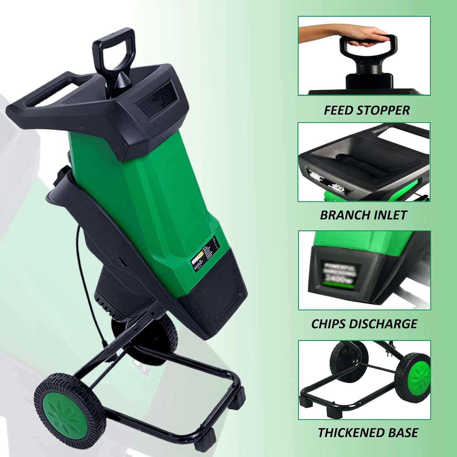 Electric Garden Shredder, 2400W Multifunctional Leaf Branch Chipper with Debris Bag, Max. 40mm Cutting Capacity, Includes Storage Bag for Easy Maintenance