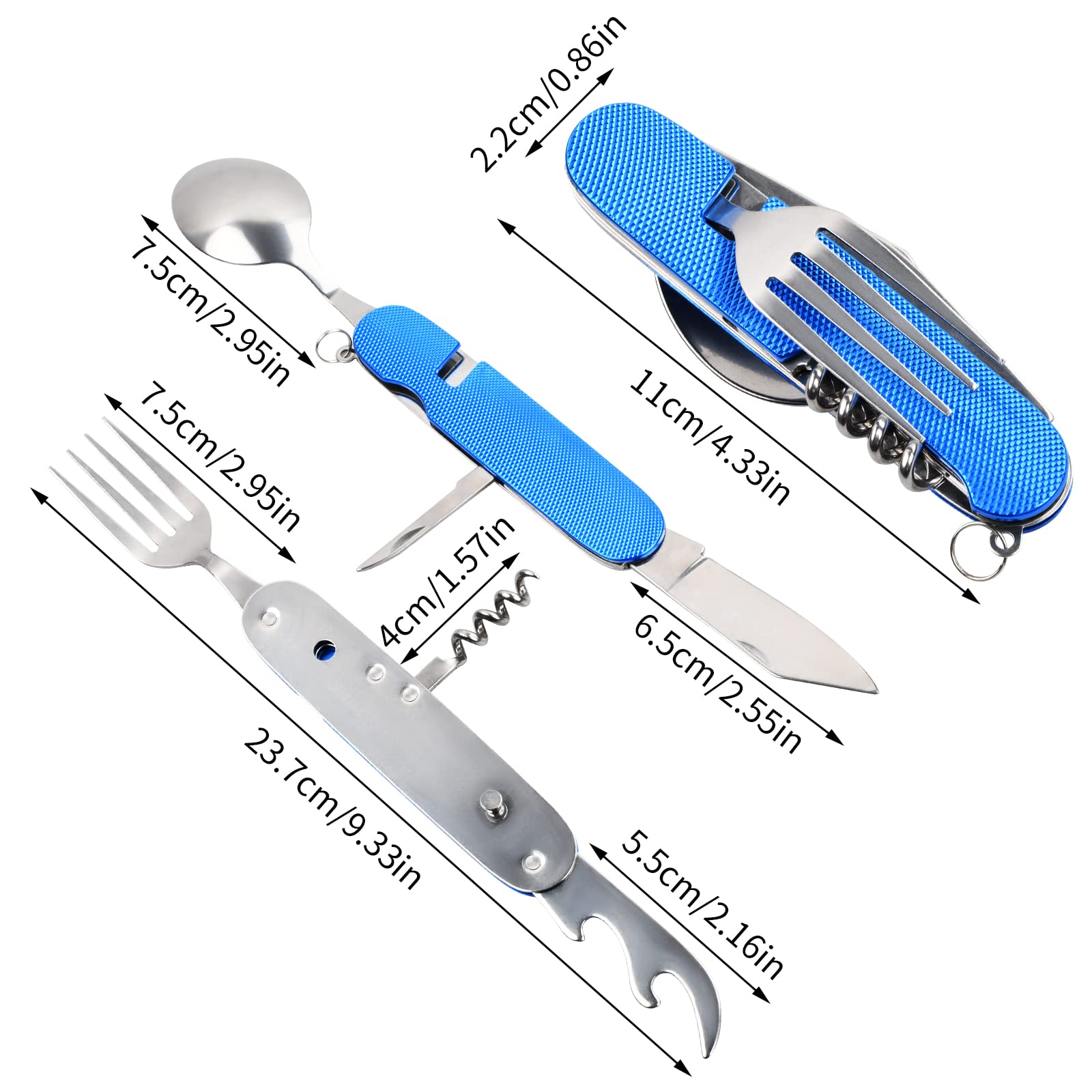 YIHAOH 6-in-1 Camping Besteck Edelstahl - Klappbares Outdoor Kombibesteck Für Picknick & Reisen