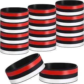Zeyune 24 Pcs Cartoon Animation Party Favors Bulk Cartoon White Red Black Silicone Bracelets Red Ball Rubber Elastic Wristbands Back To School Gift for Students Men Women Birthday Party Supplies