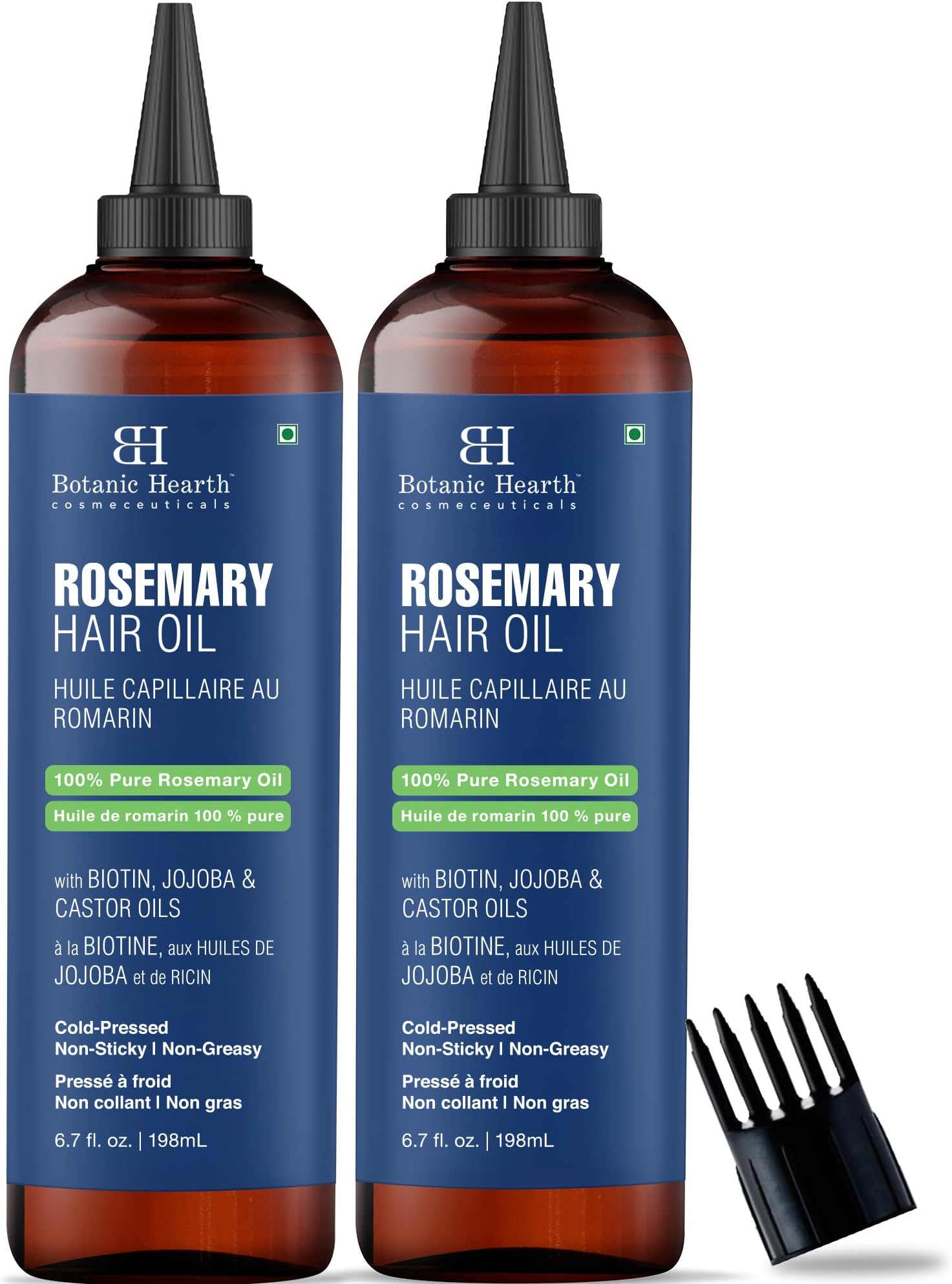 Botanic Hearth 100% Pure Rosemary Oil For Hair Growth Infused With Biotin | Hair Strenghtening Treatment | Nourishing & Volumizing | With Jojoba Oil & Castor Oil | Non GMO | 6.7 fl oz -Pack of 2