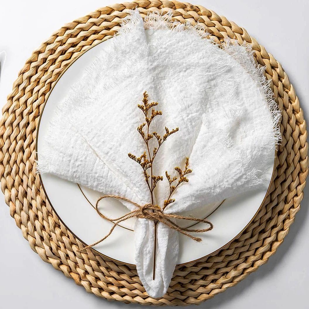 10/20 szt. 42 x 42 cm ręcznik z kości słoniowej bawełna serwetki z frędzlami -tkanina serwetki rustykalne serwetki ślubne rustykalne lniane serwetki na kolację imprezę