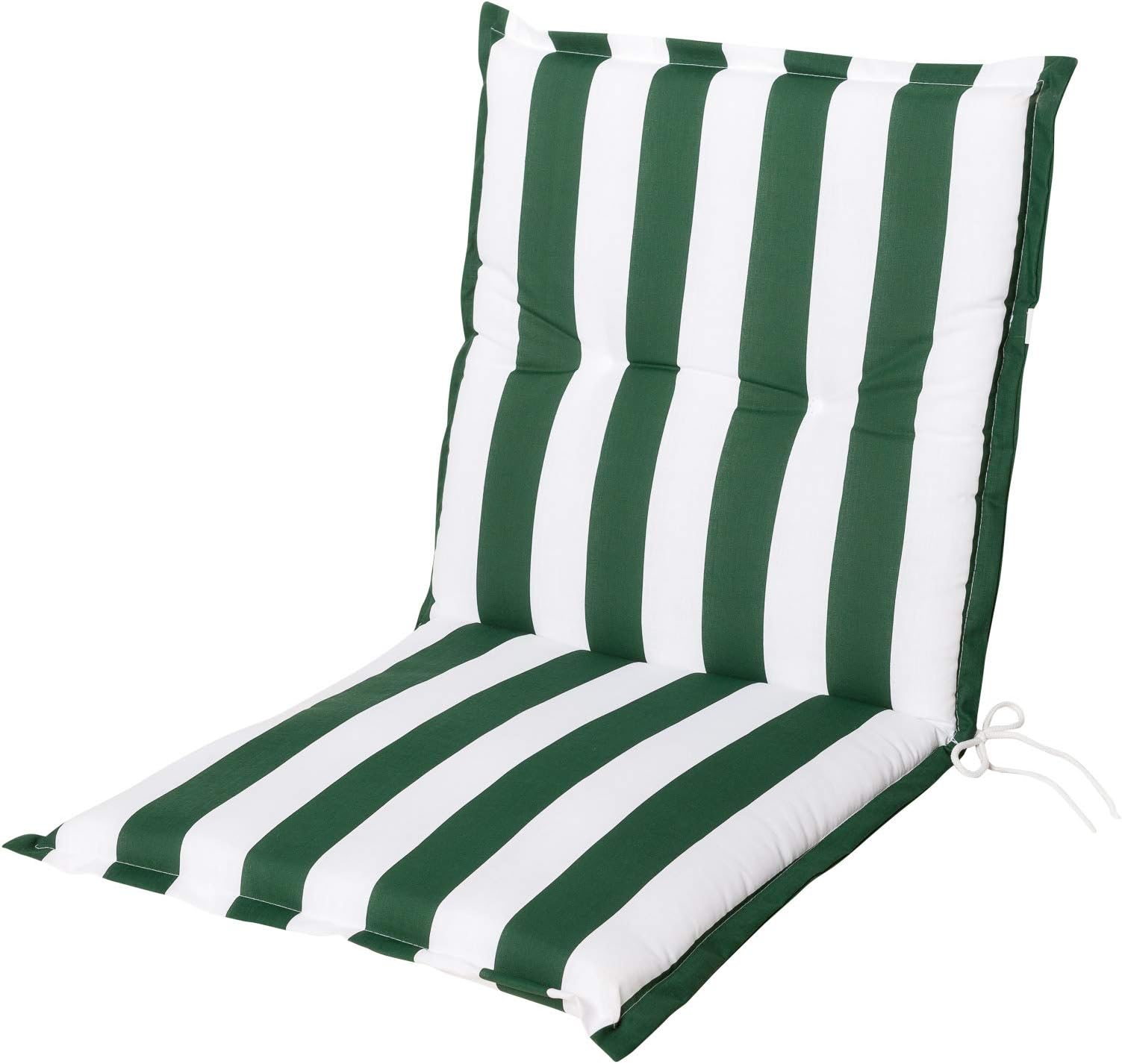 Black Textiles Chair Cushion Low Back Seat Cushion Garden Chair Cushion Stripes Green White