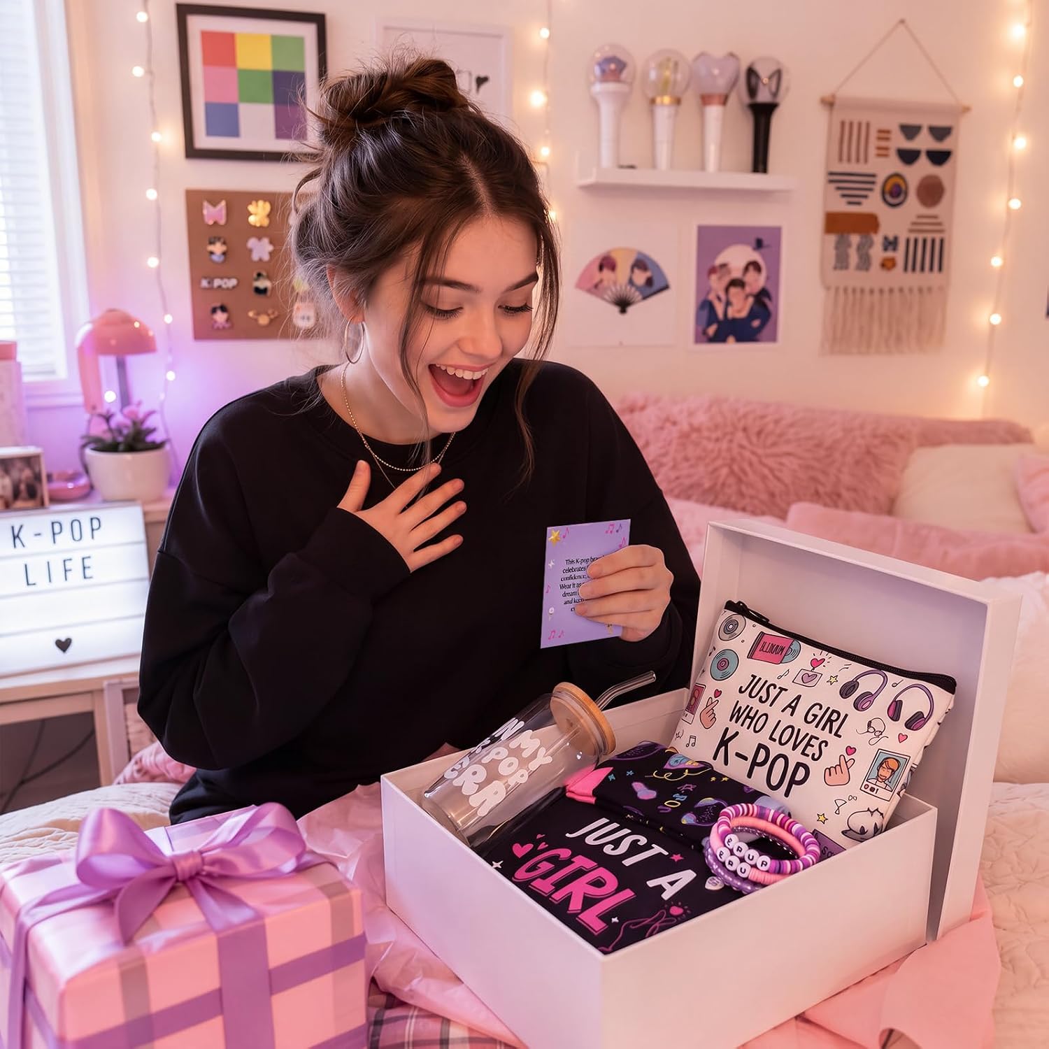 Chunful 8 Pcs K Pop Gift Set for Girls Women Novelty K Pop Merch Stuff image 2
