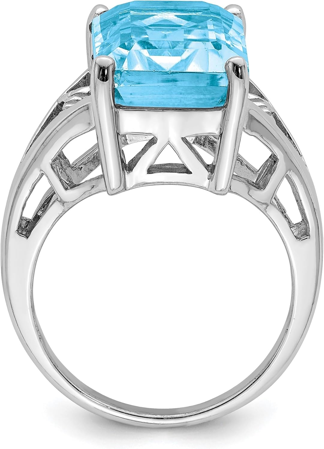 Diamond2Deal 925 Sterling Silver Emerald Cut 9.15CT Blue Topaz Solitaire Ring Size 8 - Image 3