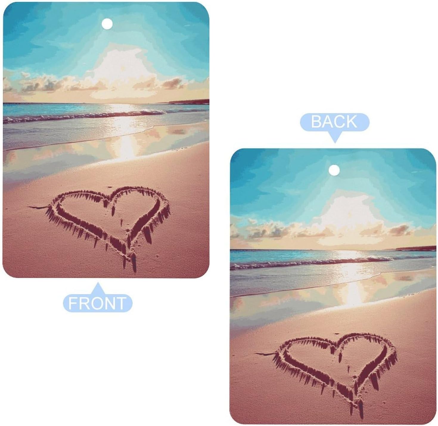 3PCS Love Beach Car Air Freshener Hanging Scented Cards Cute White Car Fresheners Long Lasting New Cars Scents for Women Men Natural Air Freshener with Lanyard Automotive Freshies