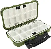 Organizador de caixa de equipamento de pesca à prova d'água, 24 compartimentos, caixas de isca de camada dupla, ganchos, estojo de armazenamento, acessórios de pesca, recipientes (verde)