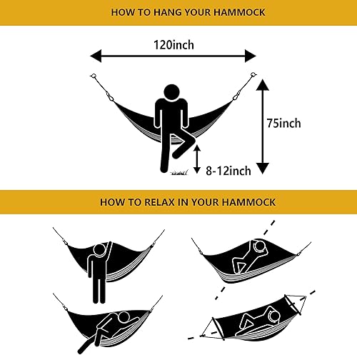 Miniatura 3 de ROOITY Hamaca doble brasileña con bolsa de transporte portátil, tela tejida suave, hasta 450 libras para colgar en patio, árboles, jardín, patio