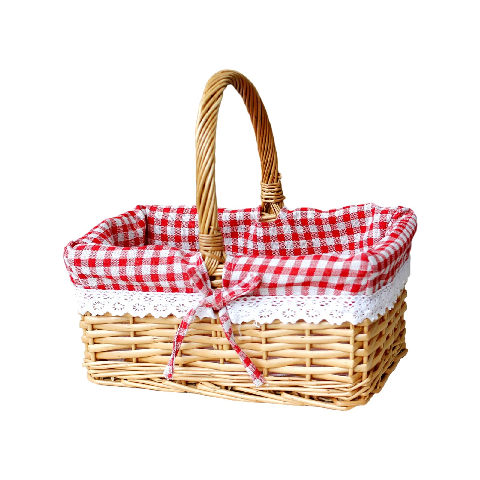 NVOQILIN Wicker Picnics Basket with Handle and Washable Liner for Camping, Vegetable Picking, Mother ' s Day, Thanksgiving Outings Outdoor Picnics Basket