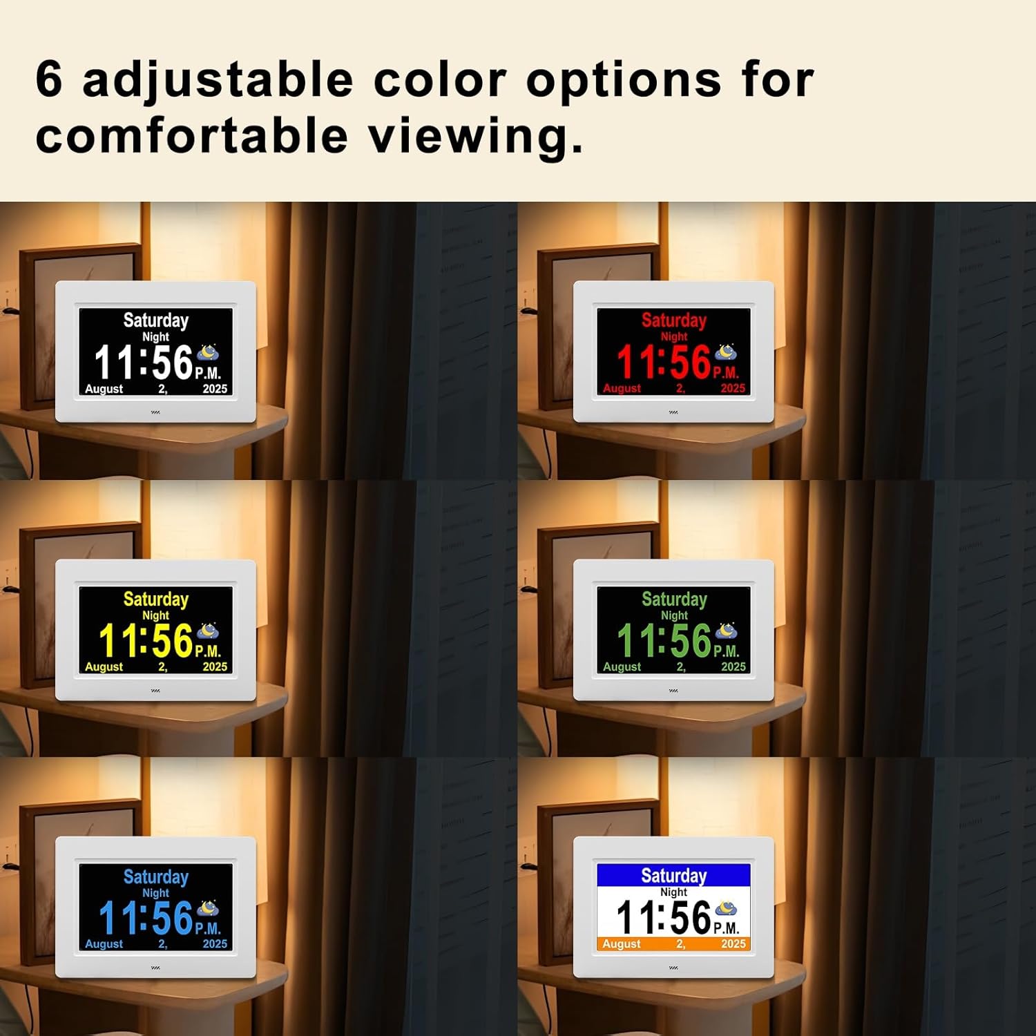 SSYA Dementia Clocks with Day and Date for Seniors,13 Alarms Custom Reminders, Extra Large Digital Calendar Clock for Elderly. (White)