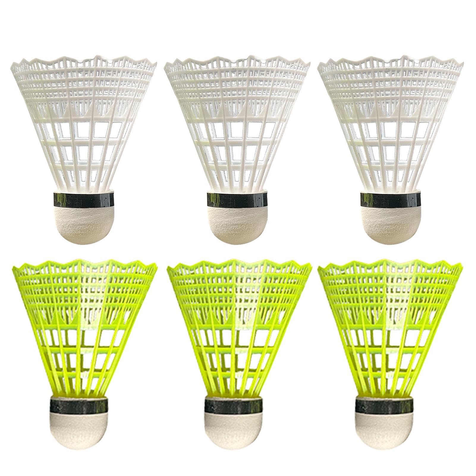 Higyee White & Yellow Nylon Badminton Shuttlecocks - 3/6 Nylon Shuttlecocks For Badminton | Stable & Shuttlecocks For Indoor Outdoor Sports Playing With & Balance