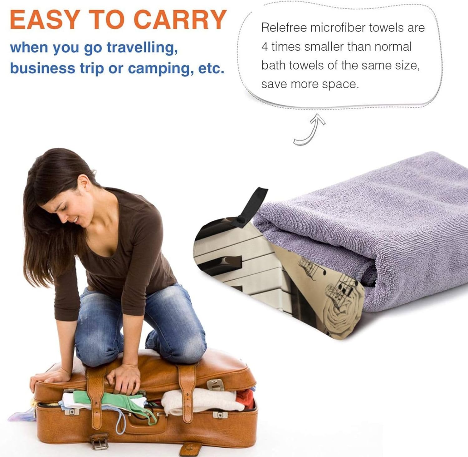 KHiry Microfiber Towel Beach Towels Note and Piano'S Keys Quick Dry Towel Soft Lightweight Travel Towels Absorbent Large Easy Pack Travel Things Beach Blanket for Gym Sports Swimming