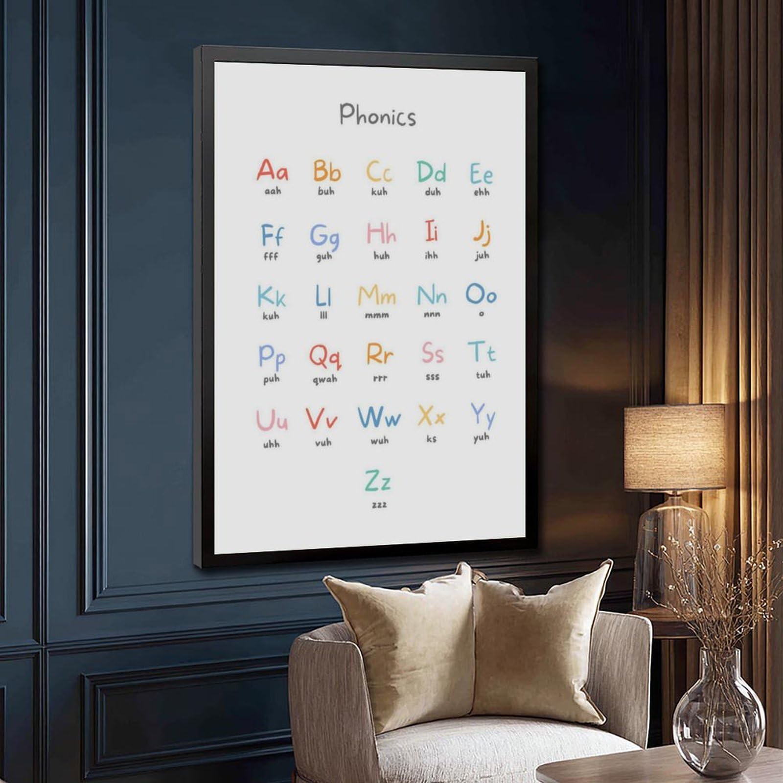 Tableau orthographique ABC - Décoration éducative et éducative pour chambre d'enfant - Décoration murale pour salon, chambre à coucher - 61 x 91,4 cm (L x l)