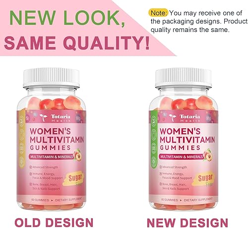 Miniatura 3 de Totaria Gomitas multivitamínicas sin azúcar para mujeres mayores de 14 años con hierro, inositol, folato, biotina, gomitas multivitamínicas diarias