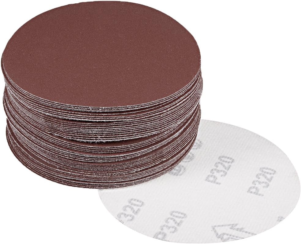 sourcingmap 50Pcs 5 inch Hook and Loop Sanding Disc 320 Grits Flocking Sandpaper for Random Orbit Sander